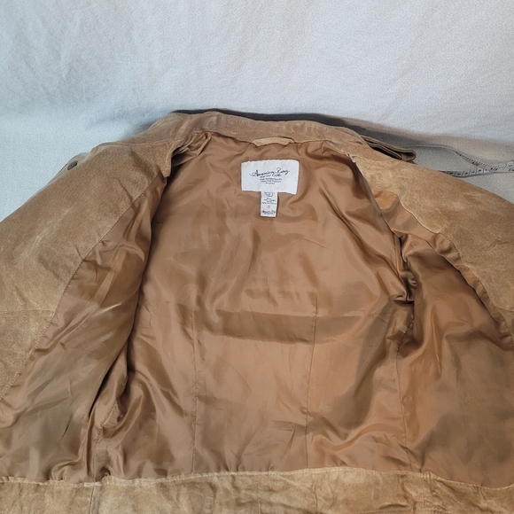 Brown Genuine Suede Leather Crop Moto Jacket Lined, American Rag Women’s Small - Picture 10 of 10